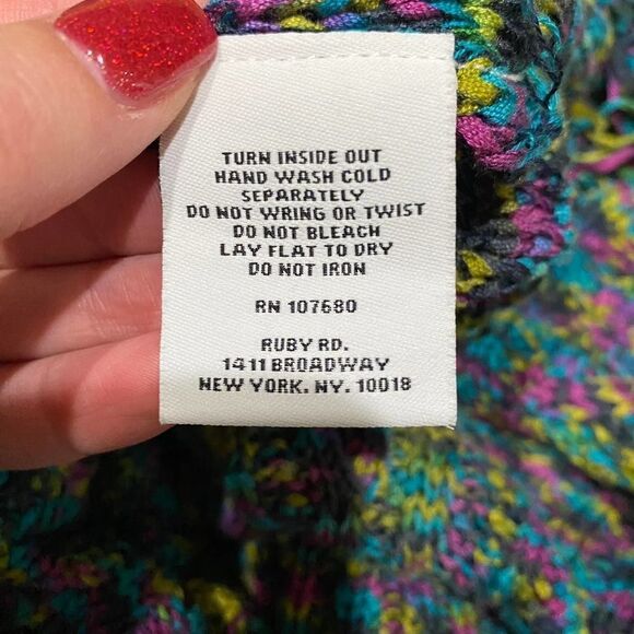 Ruby Rd Multicolor Layered Neck Top with Fringe Large - Picture 10 of 10